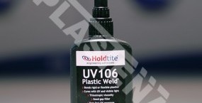 UV 106 adhesives for gluing glass, metal, and lots of other types of plastics: PMMA, PC, PVC, and PET.