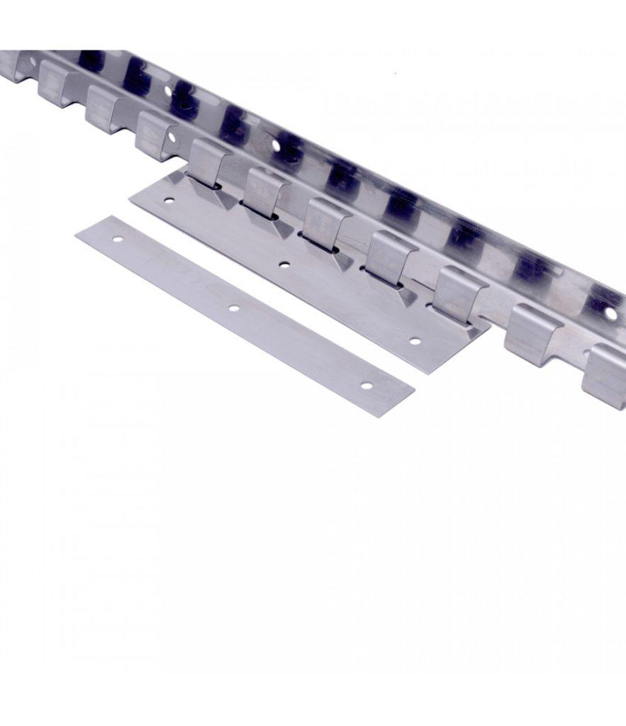 Nerūdijančio plieno PVC juostų tvirtinimo sistema pramoninėms užuolaidoms