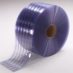 Skaidrios 300 mm pločio PVC juostos pramoninėms užuolaidoms